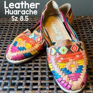 Lupita Leather Huarache SlipOn Shoes-Dyed Leather-Sz 8.5